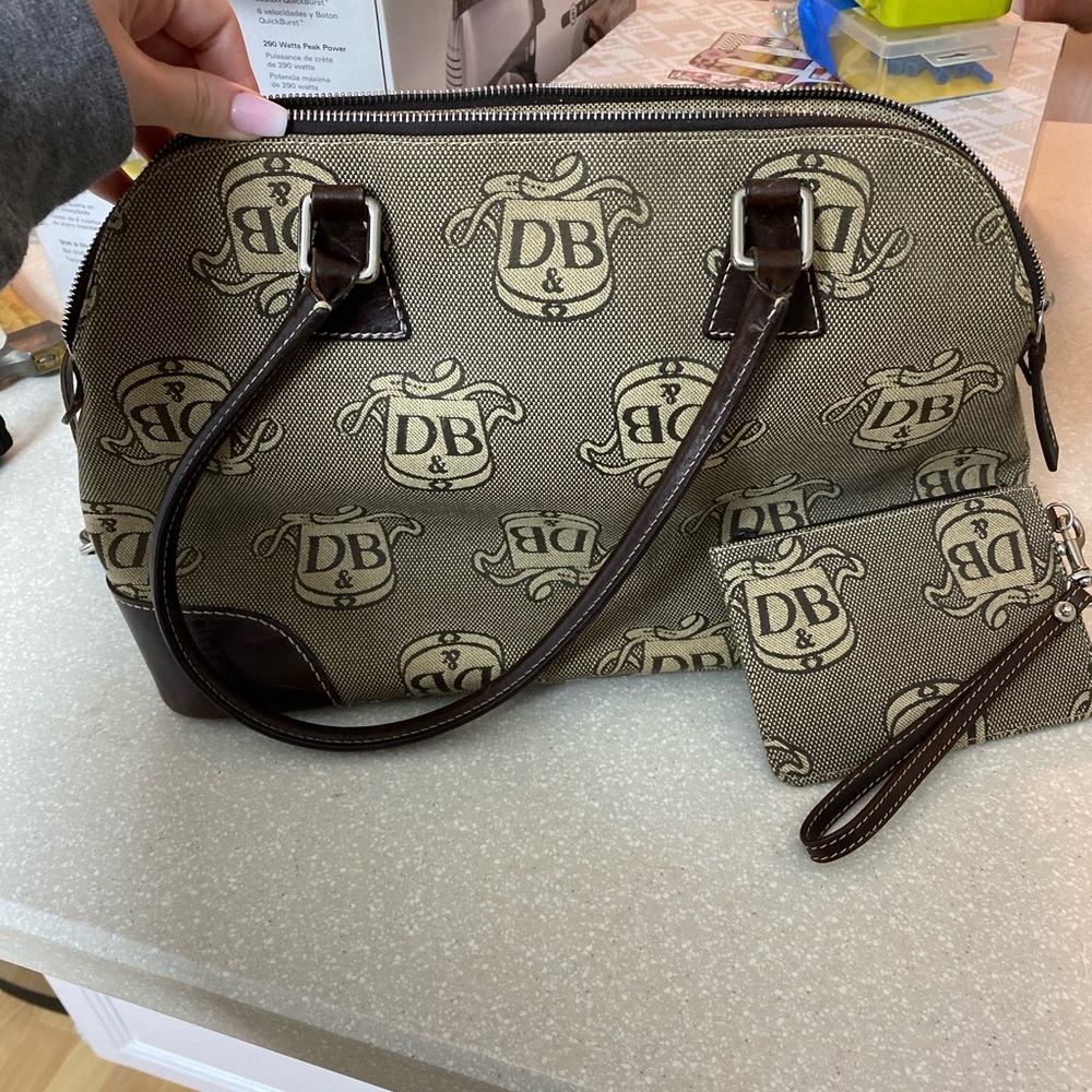 Dooney & Bourke Monogram Signature Logo Blue Shoulder Bag Purse